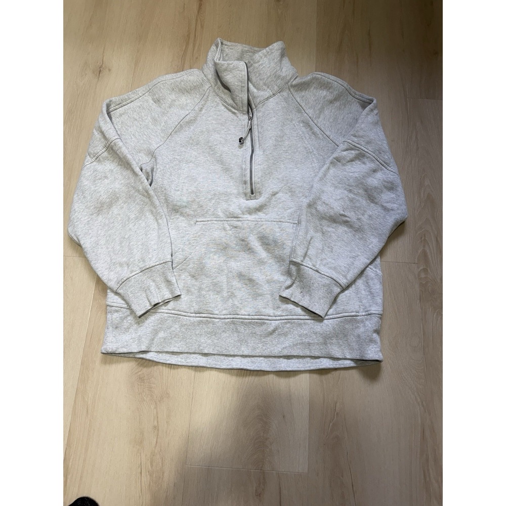 Lululemon Scuba Women's Large Oversized Heather Grey Hoodie Half Zip Pullover